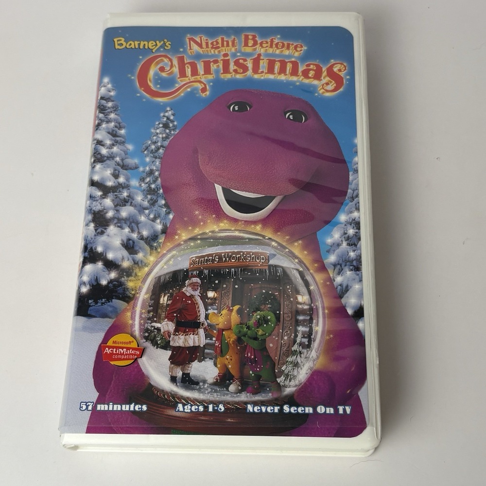 BARNEY: NIGHT BEFORE CHRISTMAS ANIMATED VHS VIDEO, MUSICAL JOURNEY, CLAMSHELL